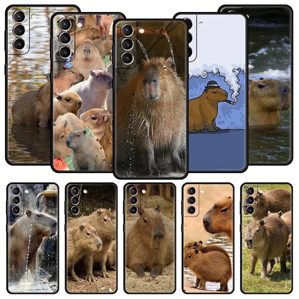 

Cute Capybara Phone Case For Samsung Galaxy S23 Ultra S22 S21 S20 FE 5G S10 S10E S9 S8 Plus Note 20 Soft Silicone Cover Bumper