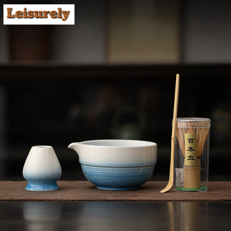 Creative Gradient Color Conch Ceramic Tea Set Complete Set Tea Brush Japanese Matcha Set Kit Green Tea Powder Tea Ceremonial