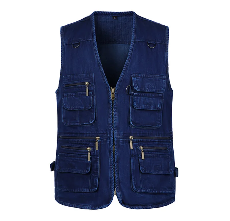 

Мужская джинсовая куртка с несколькими карманами, Уличная Повседневная куртка большого размера, 2023