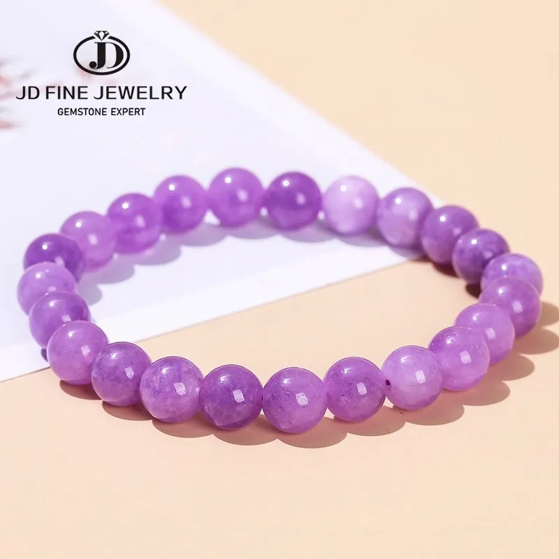 Jd Natural Stone Purple K2 Jasper Beaded Bracciale Donna Fashion Round Bead Yoga Balance Strand Bangles Coppie Distance Gift