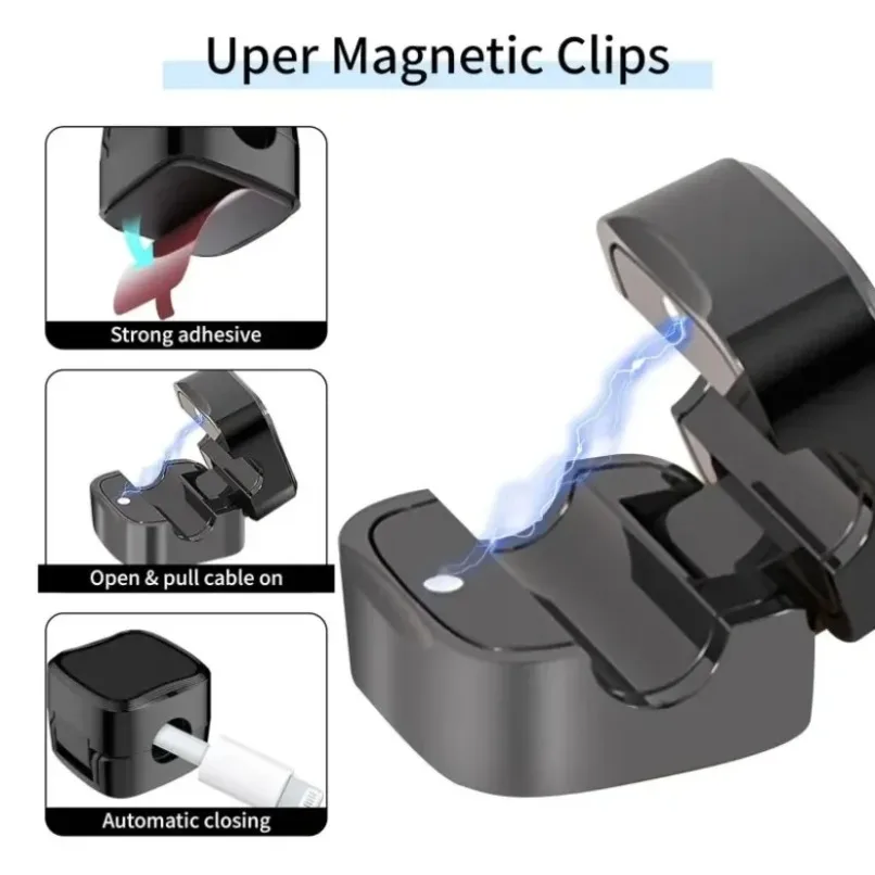 자석 케이블 정리 클립 5/10개 강력 자석 접착식 코드 홀더 USB 충전 데이터 케이블 가정 사무실 책상용