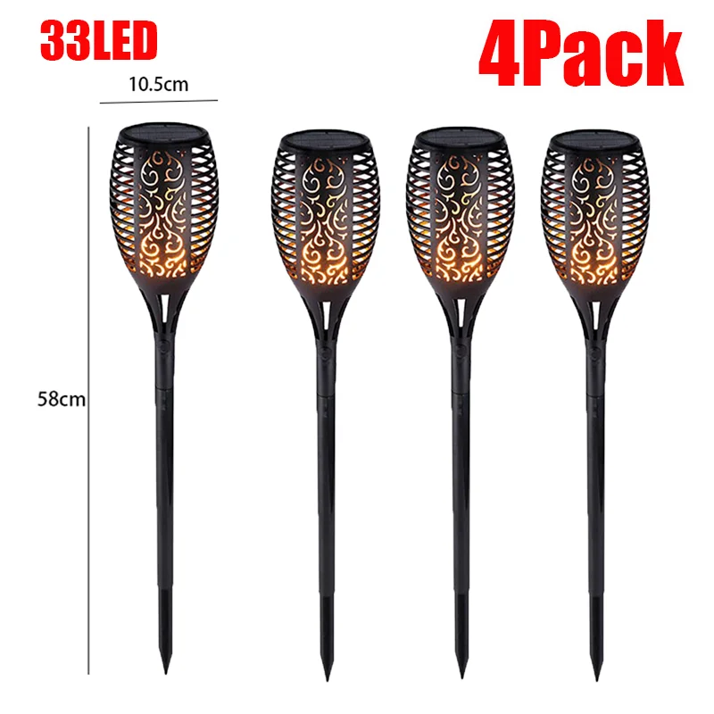 12/33 LED Solar Flame Lamp Outdoor Solar Torch Lights Waterproof Landscape Lawn Lamp Dancing Flicker Lights For Garden Decor string solar lights