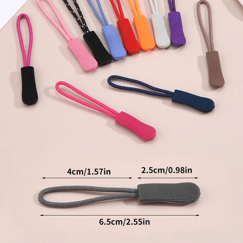 Nylon Zipper Pulls 10pcs for Clothing