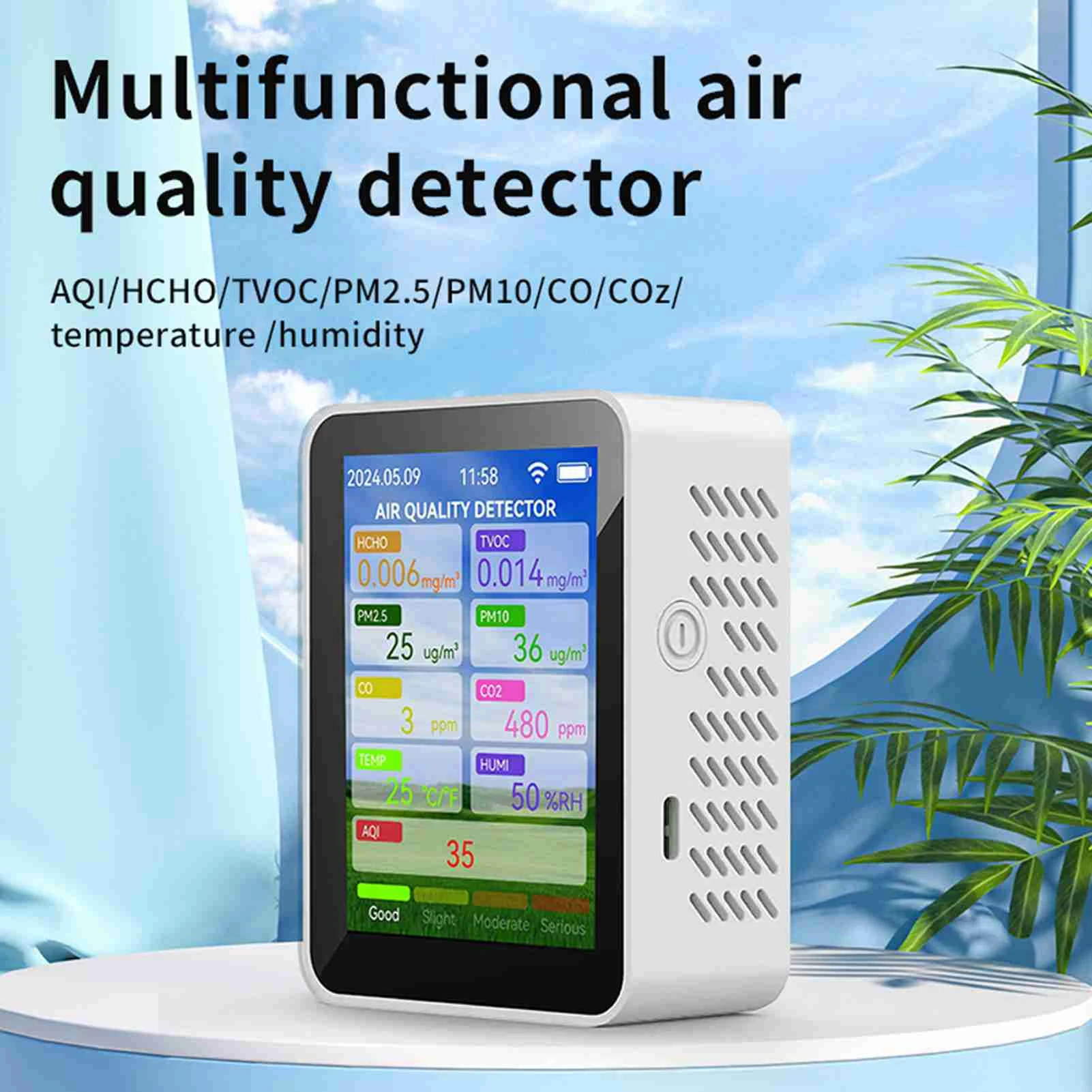 테스터 투야 와이파이 CO2 감지 계량기, 다기능 공기질 감지기, PM2.5 CO CO2 온도 습도 공기질 모니터