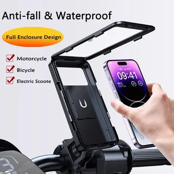 Supporto Impermeabile per Telefono da Moto, Porta Cellulare Antiurto Completamente Chiuso per Scooter/Bicicletta, Universale per Cellulari da 4.7-6.8 Pollici
