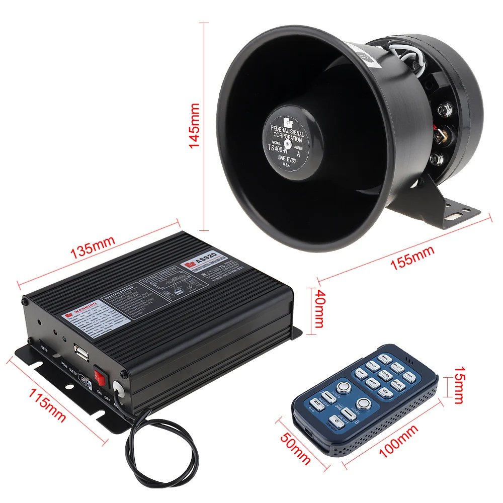 12V 18톤 150dB 무선 전자 사이렌 400W 고음 경보 사이렌 경적 스피커 마이크 시스템 포함 차량용 액세서리