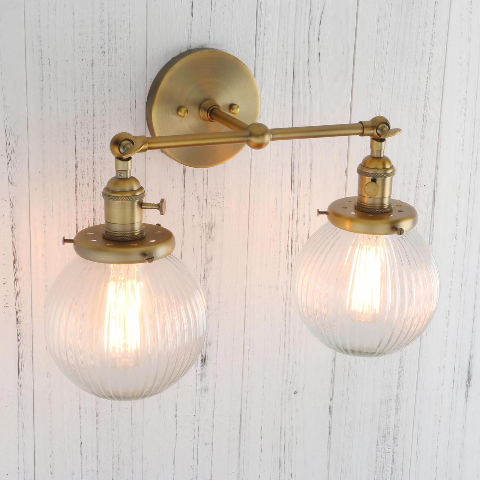 Wall Sconces Phansthy Vintage with Globe Glass Shade 2 Lights Double Head Wall Lights with Switch Retro Style Rustic Lamps led light led wall lamp wall light