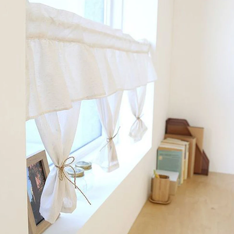 

Повседневные занавески с оборками, полупрозрачные занавески для небольших подвалов для ванной комнаты, короткие Оконные Занавески для кухни и над раковиной