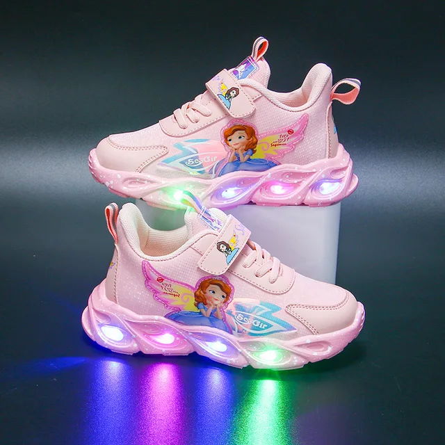 Disney frozen led lights girls shoes spring new princess sofia soft bottom children's sports shoes baby mesh shoes| | - AliExpress