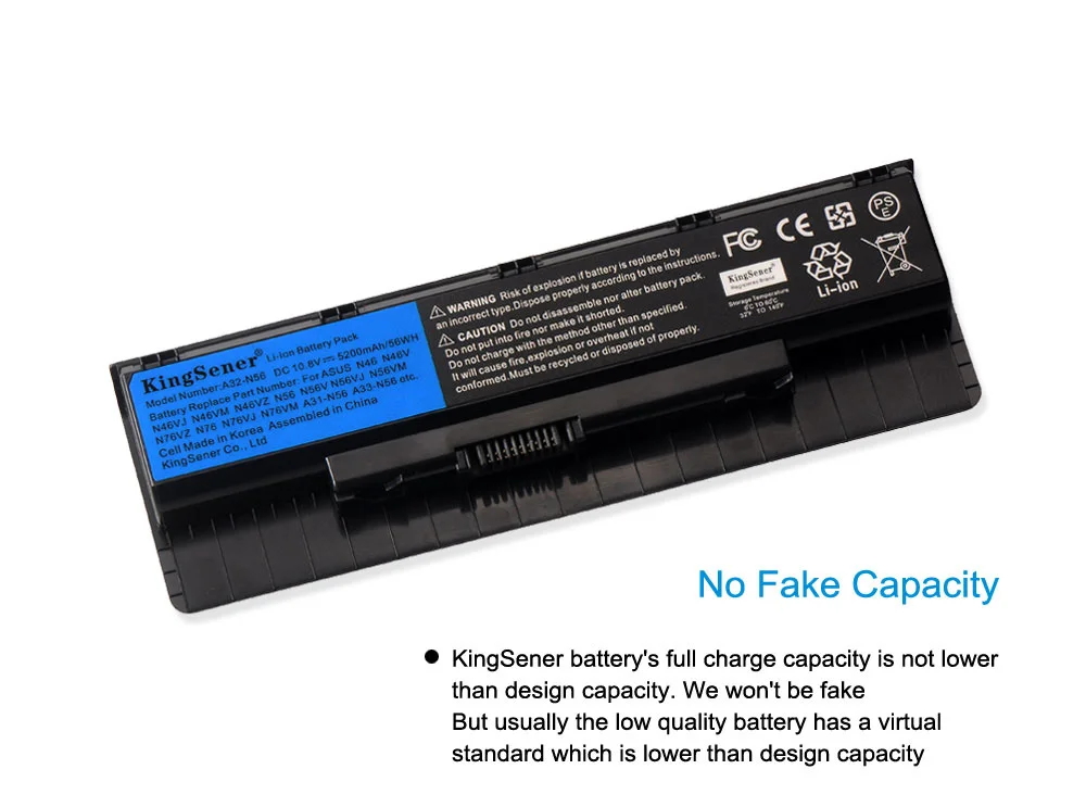 Kingsener-Bateria do portátil para ASUS, A32-N56, N46,
