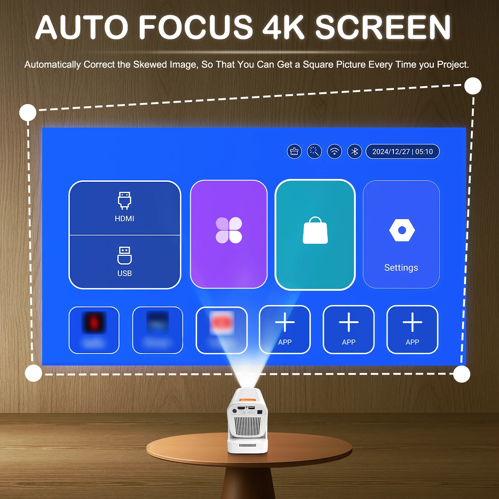 HY260 Pro Projector 330 Ansi Supperted 4K Android 11 Wifi6 BT5.4 Auto Focus Voic