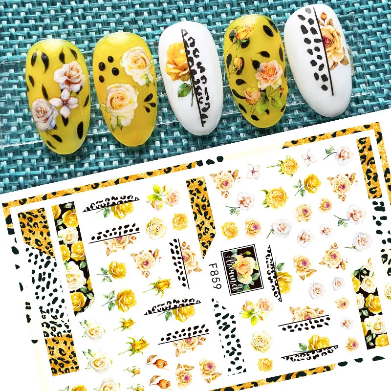 Vibrant Butterfly & Rose Pattern Valentine's Nail Art Stickers
