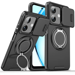 Magnetic Charging Slide Cover Ring Protection Phone Case for OPPO F31 5G (Black)