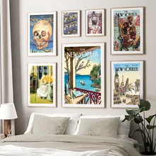 

New Yorker Magazines Covers Illustration Retro Posters And Prints Wall Art Canvas Painting Wall Pictures For Living Room Decor