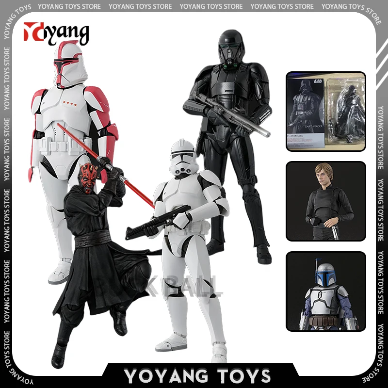 Shf Star Wars Anime Figure The Mandalorian Action Figurine Luke Skywalker Clone Soldier Black Knight Statue Giocattoli Da Collezione Regalo