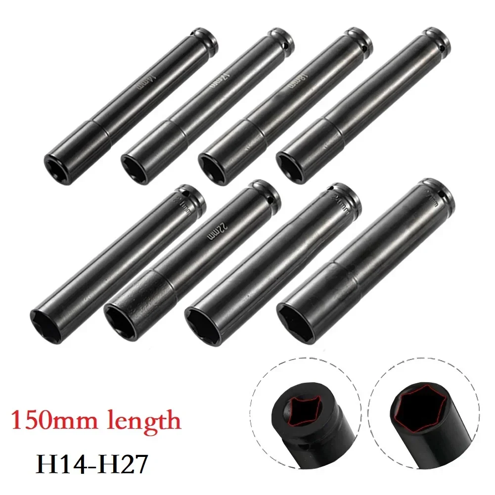 1Pc Impact Wrench Hex Socket Head 150mm 1/2'' Drive 14-27mm Hex Adapter For Electric Wrench Spanner Converter Power Tool Parts 3