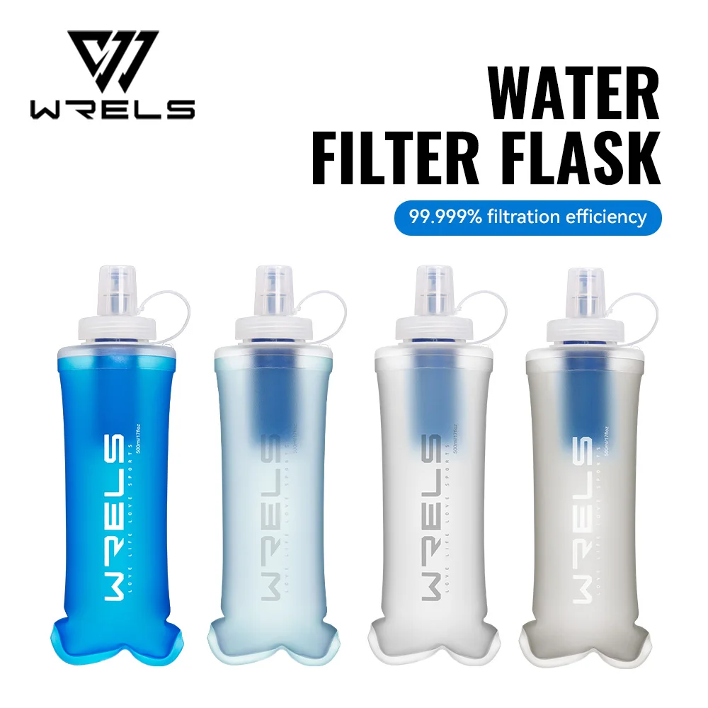 WRELS Water Filter Bottle Collapsible Dual Filtered Squeeze Outdoor Bottle