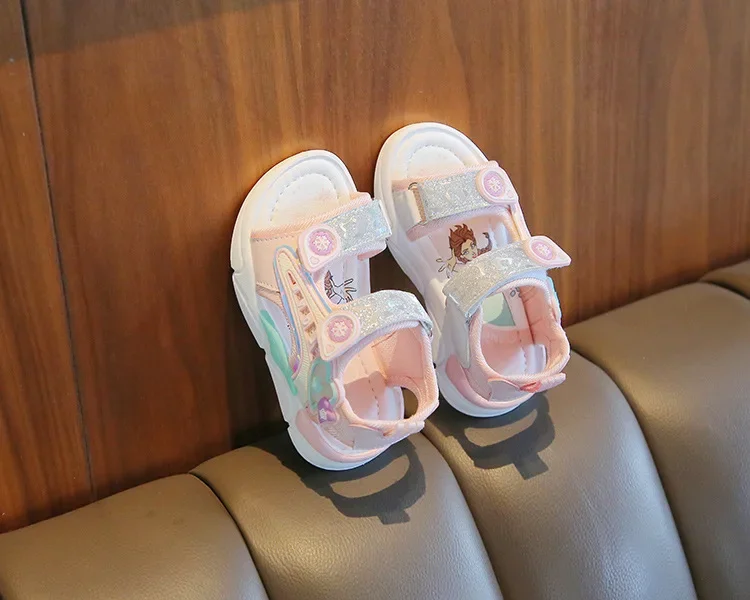 Sandal ias Prinzessin Sandalen Sommer neue Cartoon Mädchen Schuh weiche Sohle Baby Sandalen Mode Strands chuh flache Sandalen Kinder schuh Ret – Detail 8