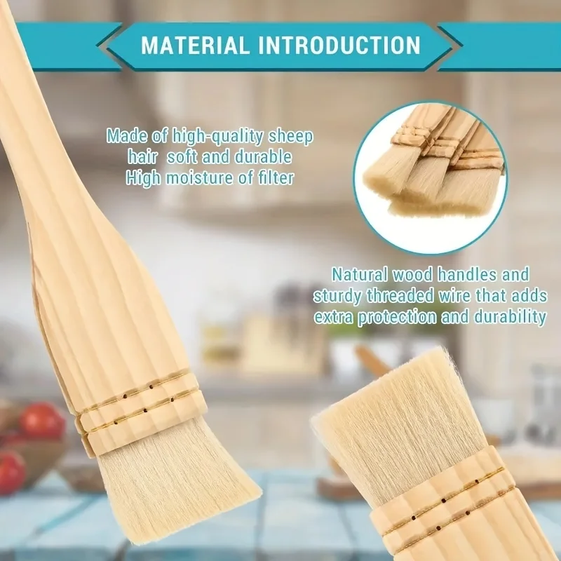 3pcs Flat Hake Paint Brushes Artist Painting Brushes Sheep Hair Bristles Wash Brush for Watercolor Wash Ceramic Pottery Painting 5