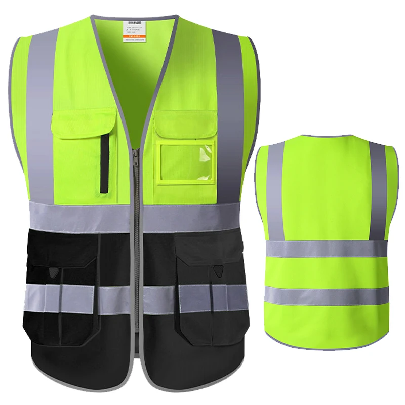 

High Visibility Reflective Vest Safety Vest with Multi Pockets and Reflective Hemming Two Tone Workwear Safety Waistcoat for Man