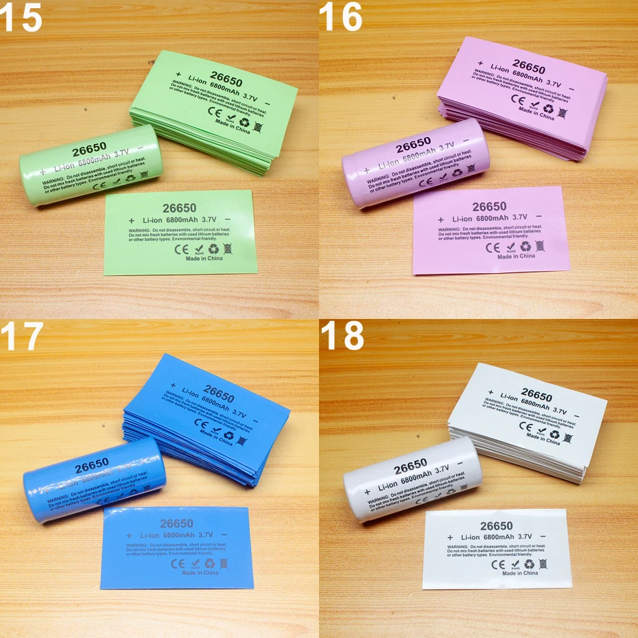 

100pcs/lot 26650 26700 lithium battery PVC heat shrinkable sleeve Battery capacity label outer skin package shrink film