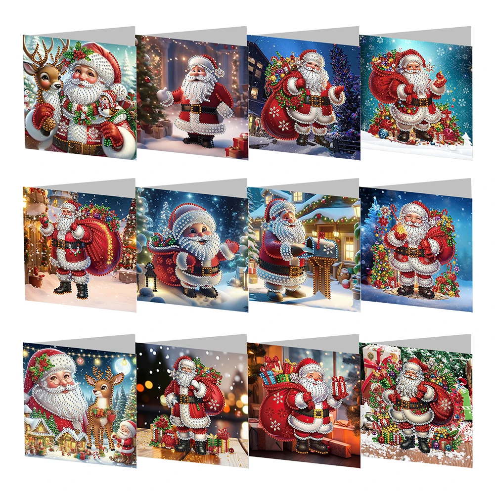 Festive Rhinestone Diamond Painting Greeting Card Set