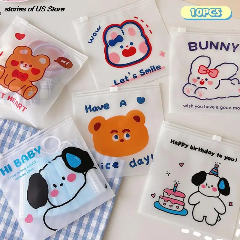 

10Pcs Cute Cartoon Sealed Bag Snack Self-sealing PE Bag Food Sub-packaging Bag Cookie Candy Storage Bag Packaging Bag