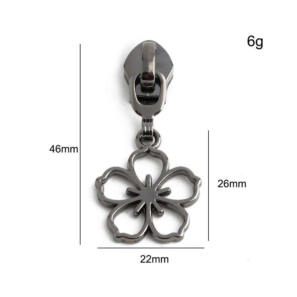 Metal Cherry Blossom Decorative Zipper Slider for Makeup Bags - Replaceable Heads DIY Accessories (5-20pcs)