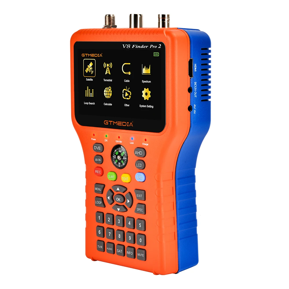 GTMEDIA V8 FINDER PRO 2 Satellite Finder Meter DVB-S2/T2/C Combo HD Digital 1080P Satfinder H.265 HEVC MPEG-4 satellite signal finder