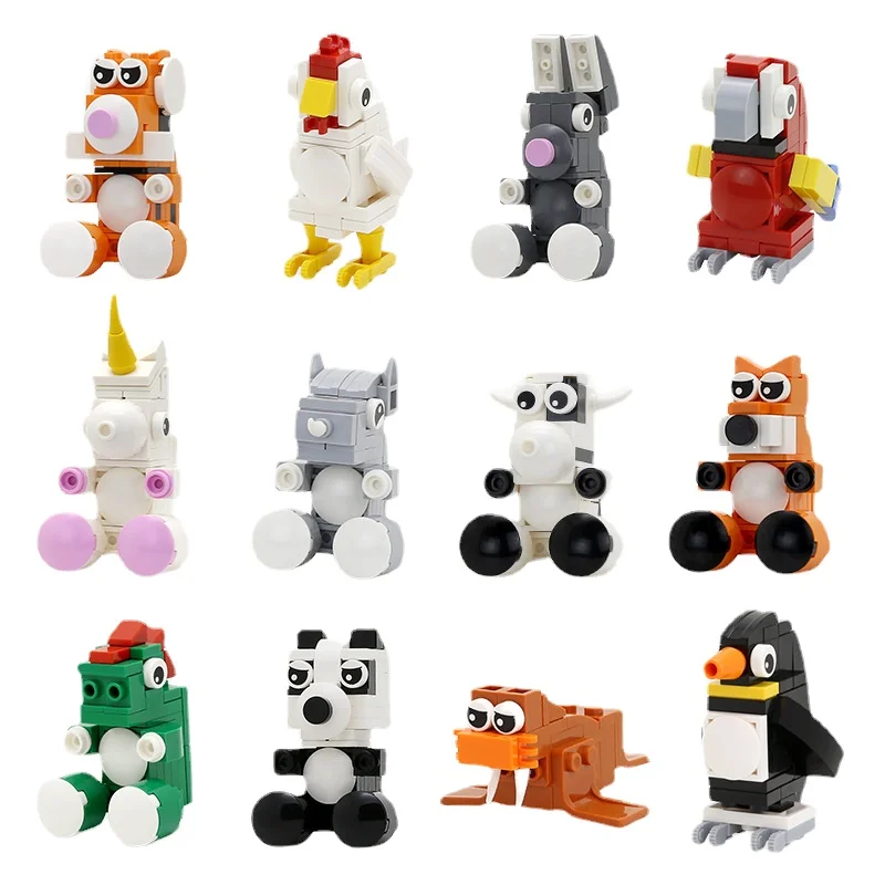 

WANGE Animal Capsules Building Blocks Small Bricks Assembled Toy Tiger Unicorn Dinosaur Panda Rhino Cow Puppy Rabbit for Kids
