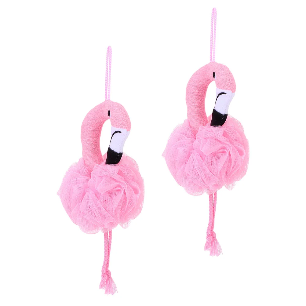 

2 Pcs Flamingo Bath Flower Small Bathing Ball Cleaning Scrubber Showering Body Skin Tool
