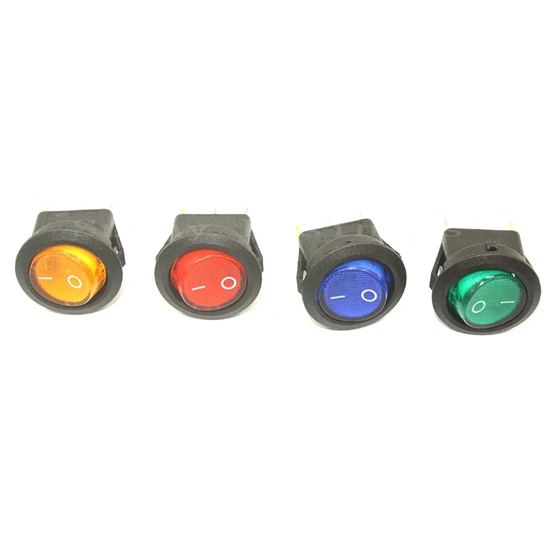 4PCS 3 핀 6.3mm 터미널 12V 24V 220V 범용 LED 조명 자동차 버튼 라이트 푸시 버튼 스위치 ON/OFF 라운드 로커 스위치
