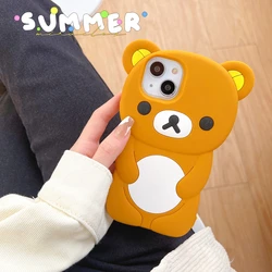 Adorable 3D Cartoon Bear Shockproof Phone Case - Soft Silicone Cover - iPhone 15 (A)