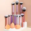 12-Piece Classic Full Makeup Brush Set with Angled and Teardrop Blenders, 1 Powder Puff - Professional Application Tools, Nylon 3