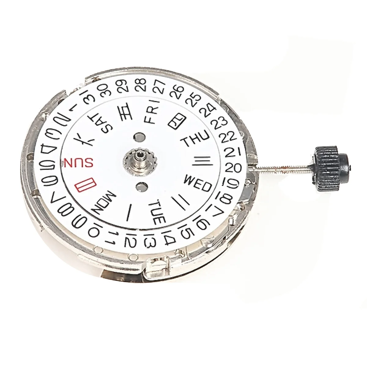 

Watch Movement Double Calendar Crown At 3 Mechanical Movement(Silver)