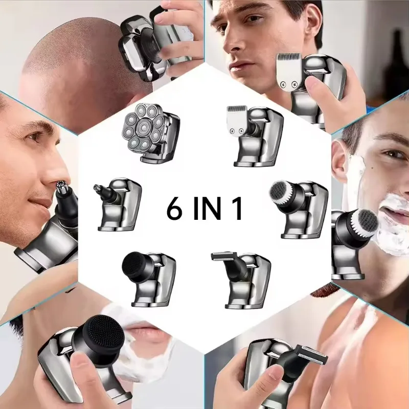 9D Electric Head Shaver for Bald Men, Upgraded 6-in-1 Head Shaver for Bald Men, Waterproof Wet/Dry Grooming Kit Shaver for Men 2