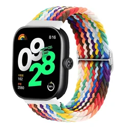 Adjustable Braided Nylon Sport Strap - Elastic Solo Loop Bracelet in Multiple Colors for Miband 8 pro (Official rainbow)