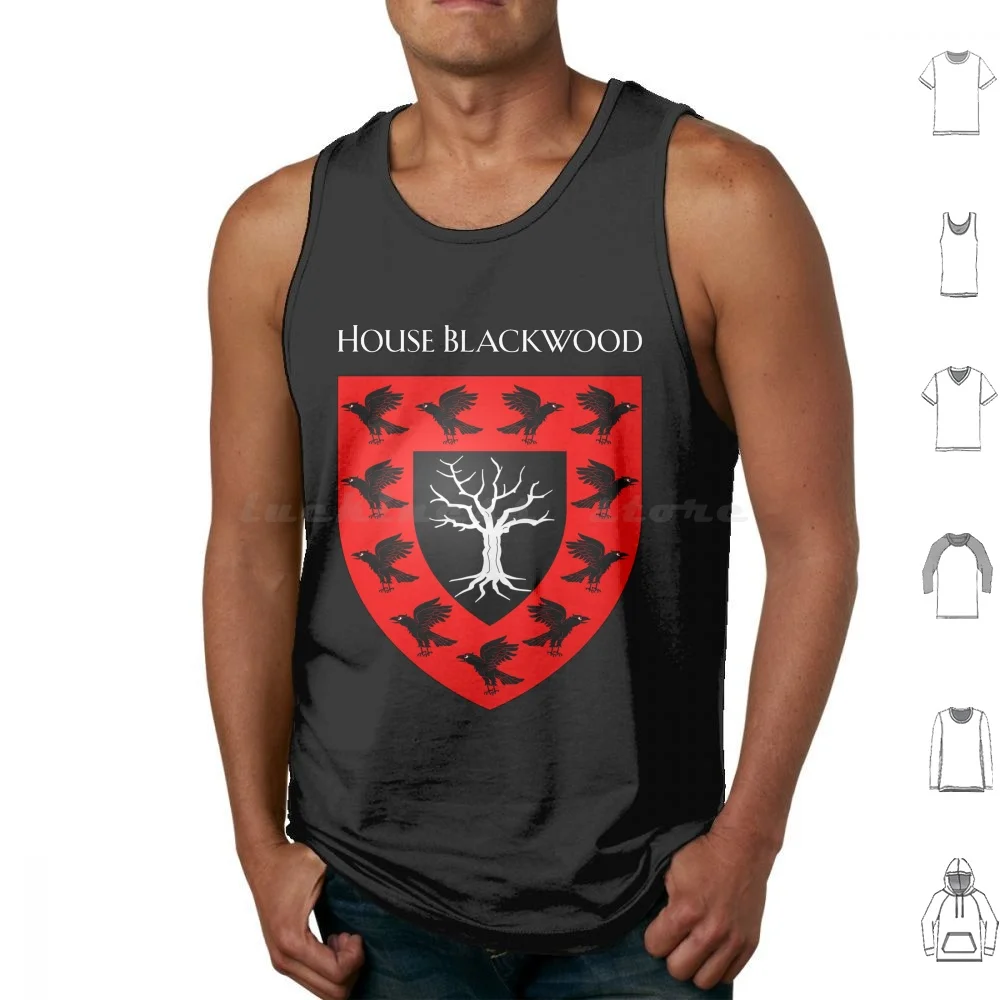 House Blackwood Coat Of Arms Heraldry Silil-A Song Of Ice And Fire Tank Tops Vest Senza Maniche Raven Flock Of Ravens Tree White