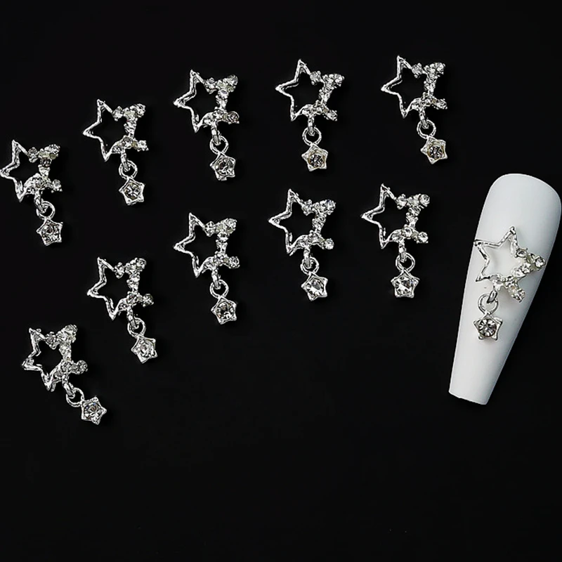 

10PCS Alloy Star Pendant Nail Art Charms Jewelry Accessories For Nails DecorationsManicure Decor Rhinestones Supplies Parts