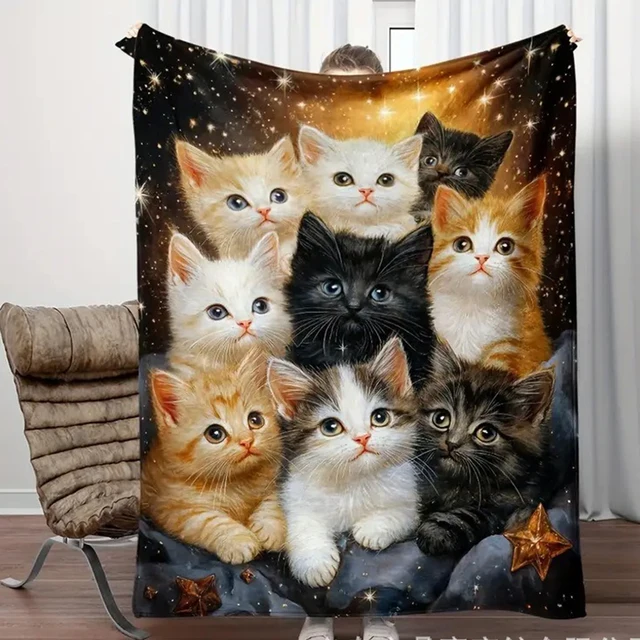 Cats Playing With Mobile Phones, Flannel Blankets, Many Cats, Office Nap Blankets, Fluffy Sofa Blankets, All Season Air Conditio 5