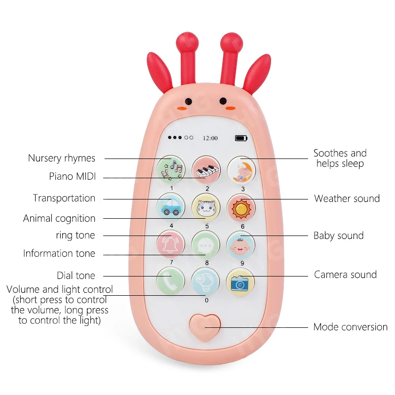 Simulation baby toys mobile phone children's phone teether music story bilingual early education toys 3