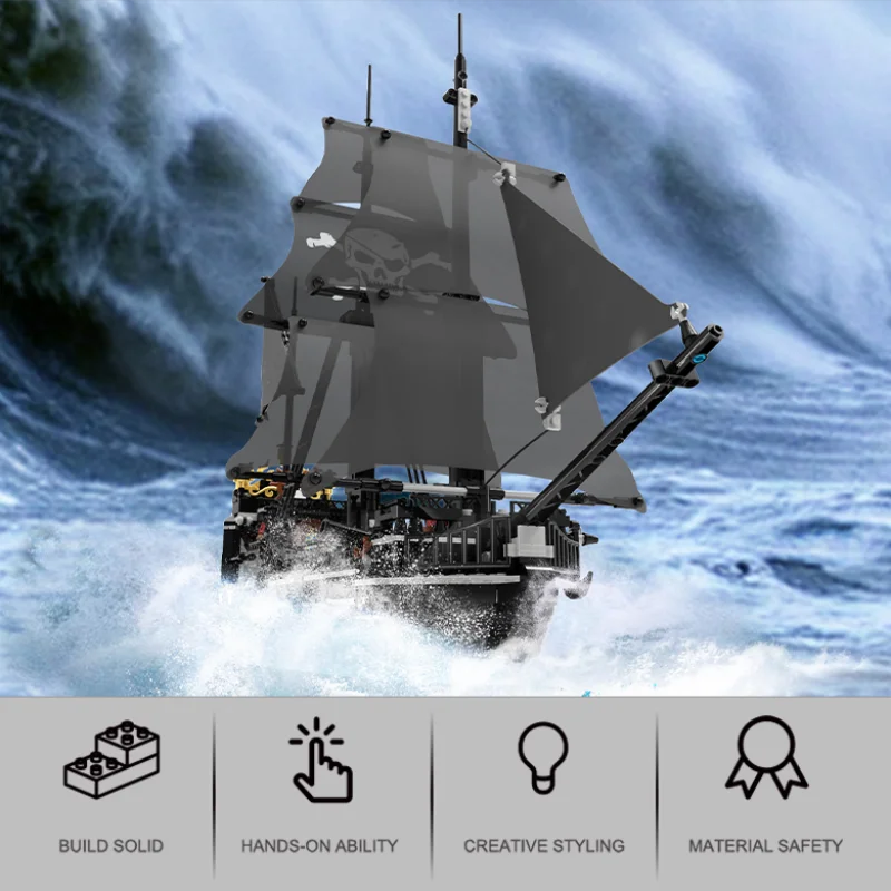 Pirate Ship Building Blocks 1424PCS Skeleton Ghost Boat Model Assembly Bricks Toys Desktop Decoration Kids Holiday Gifts