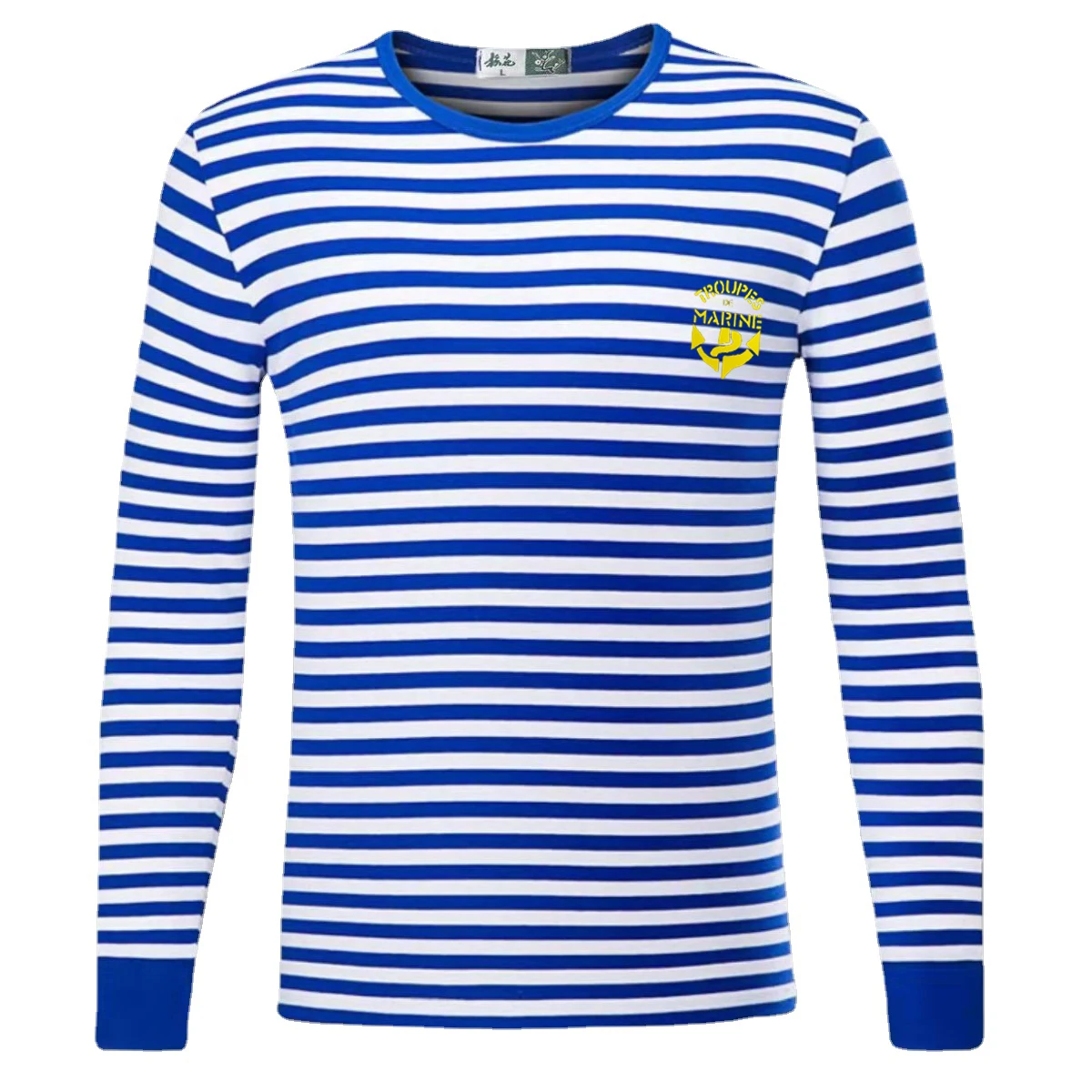 

French Marine Corps Telnyashka Troupes De Marine Sailor's Striped Shirt New 100% Cotton Long Sleeve Mens T-Shirt Breton Top