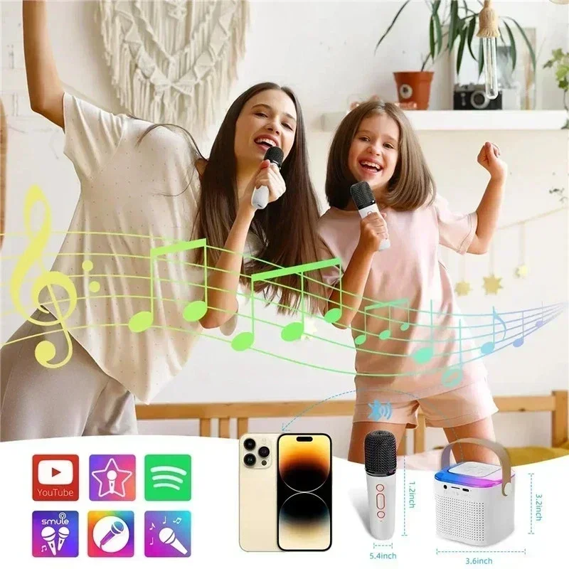 VIKEFON Y1 Wireless Dual Microphones Karaoke Machine KTV DSP System Bluetooth 5.3 PA Speaker HIFI Stereo Surround RGB LED Light bluetooth speaker