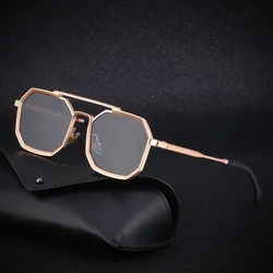 Men Polygon Punk Sunglasses Unisex Metal Square Steampunk Sun Glasses Vintage Shades UV400 Outdoor Riding Eyewear for Male