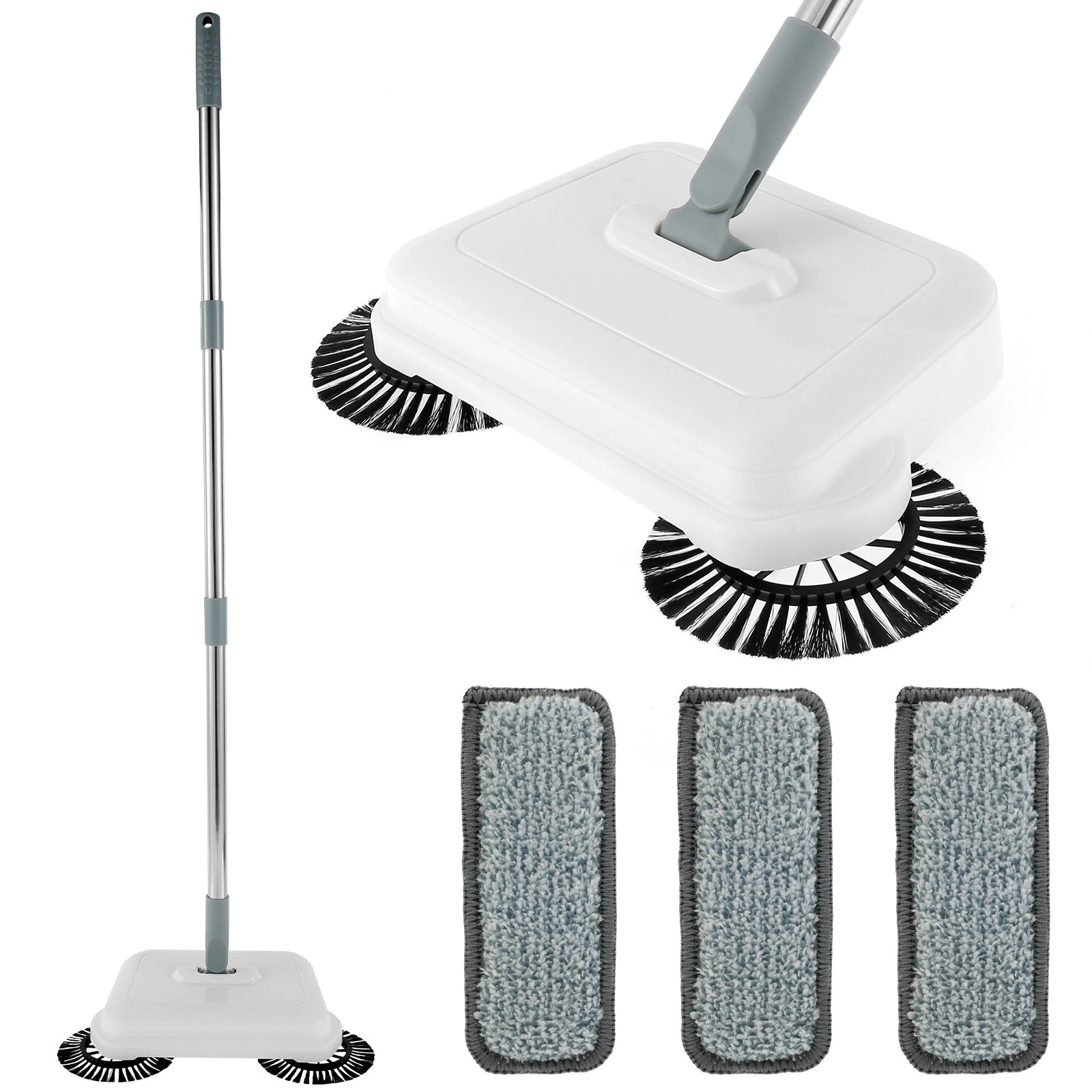 

Hand Push Floor Sweeper 360° Rotating Automatic Hand Push Sweeper with Brush Microfiber Mop Ergonomic Sweeping Mopping Machine