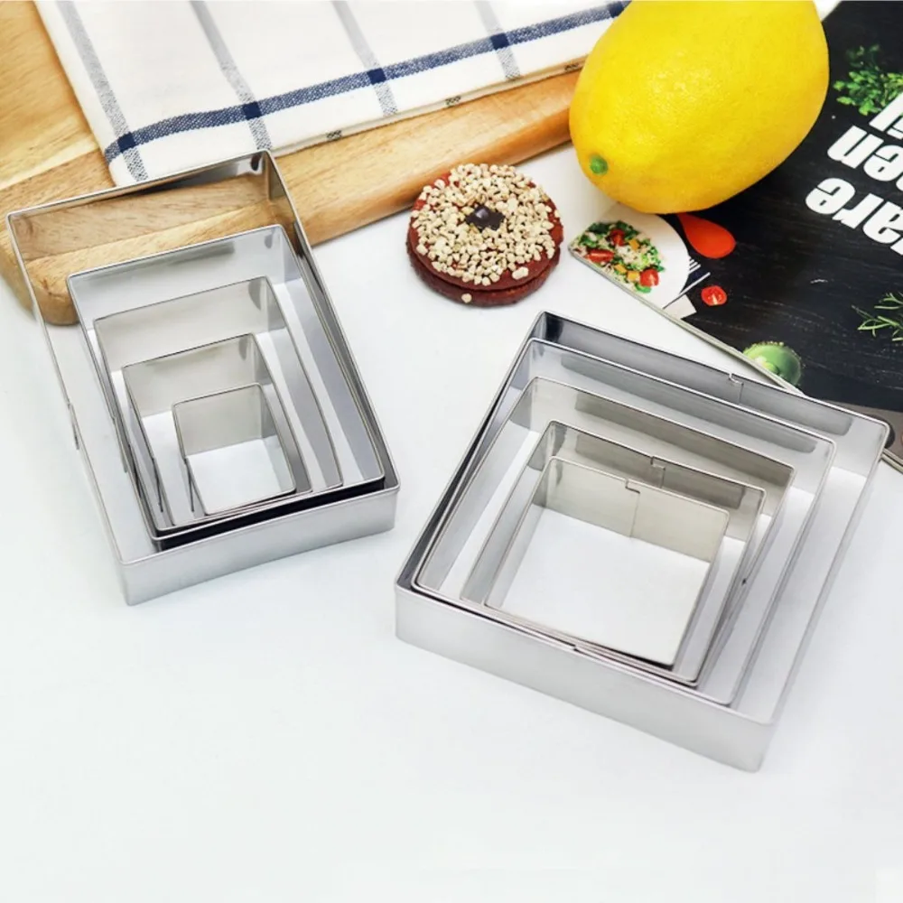 5Pcs/Set Durable Stainless Steel Biscuit Mold Rectangle DIY Cookie Cutter Portable Convenient Dough Mold Pastry