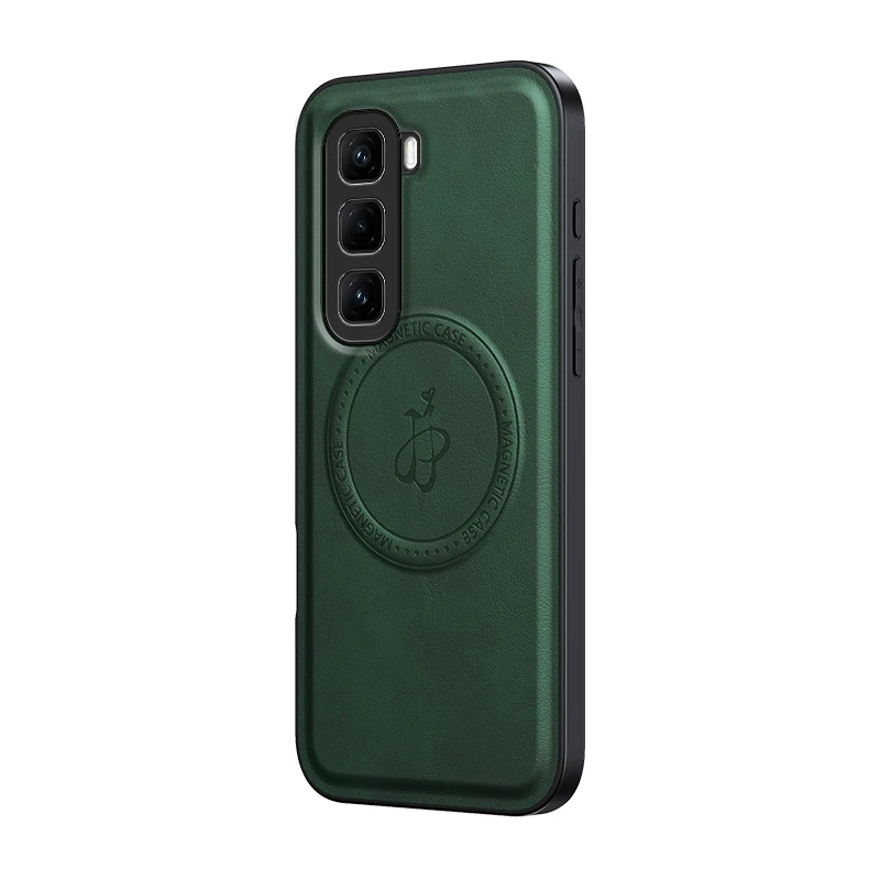 Leather Stand Case with Shockproof Magnetic Holder and Camera Protector Shell
