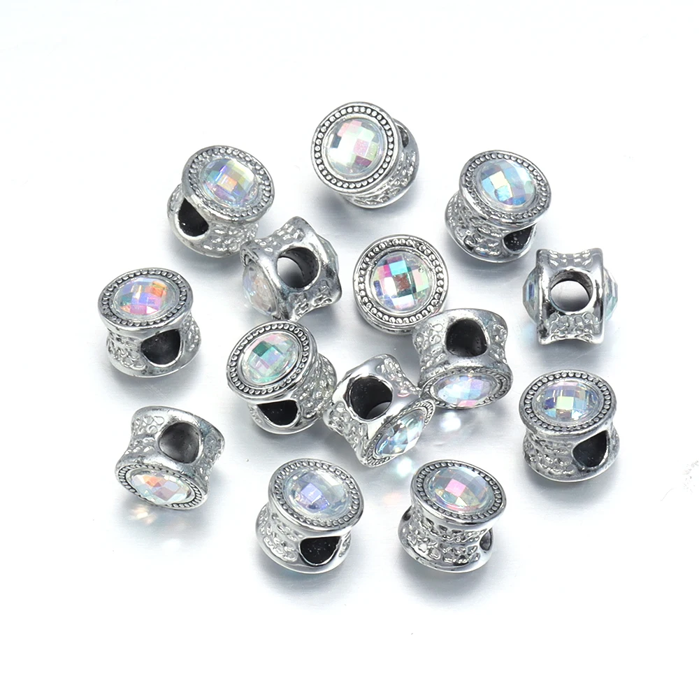 10 teile/los Legierung 11mm Runde Kristall Lose Spacer Perlen für Schmuck Machen Große Loch Perlen DIY Original Charms Armbänder zubehör – Detail 8