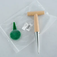 New Sow Dibber Stainless Steel Hand Dibber w/ Wooden Handle Outdoor Loosen Soil Accessory Dibber Bulb Planter w/ Seed Dispenser 1